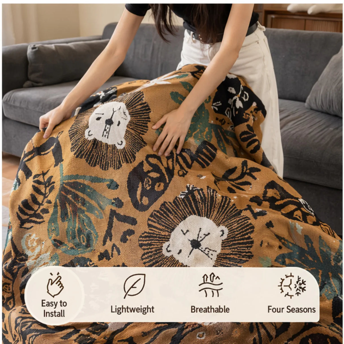 Anti-Slip Multicolor Printed Sofa Cover